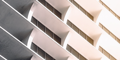 Closeup of public housing building windows