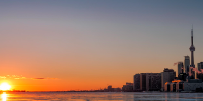 Toronto skyline at sunset