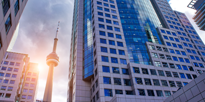 Toronto's CN tower and office buildings